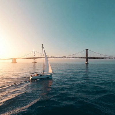 Sailboat under Golden Gate Bridge