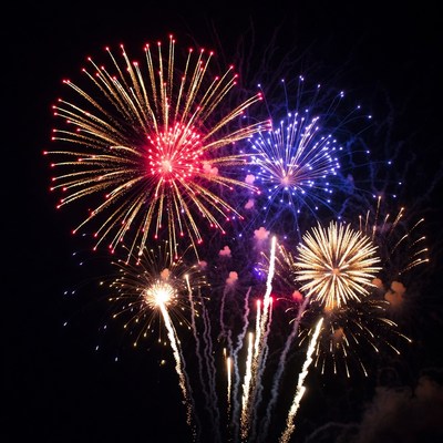 Colorful Fireworks Exploding in Night Sky