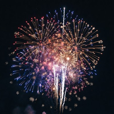 Colorful Fireworks Exploding in Night Sky