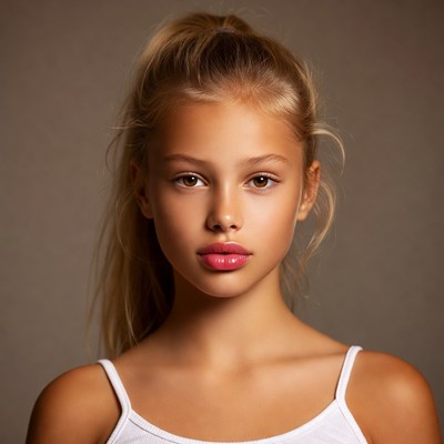 Blonde girl with ponytail closeup