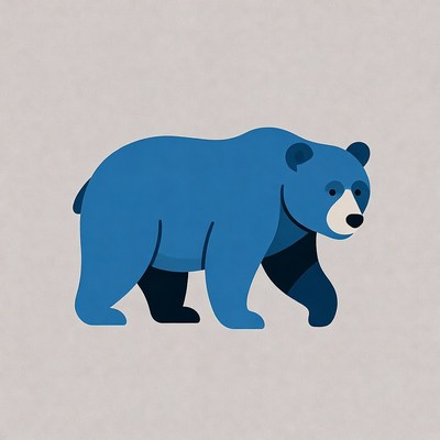 Blue bear walking illustration