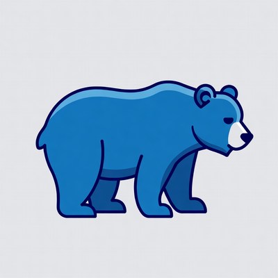 Blue cartoon bear standing