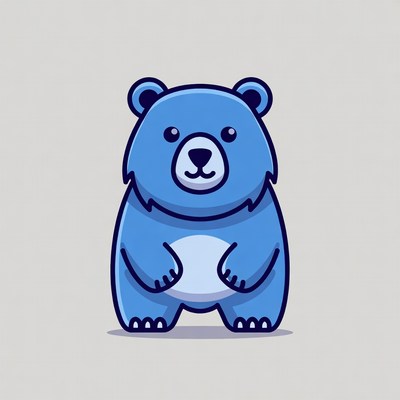 Cute Blue Bear Illustration