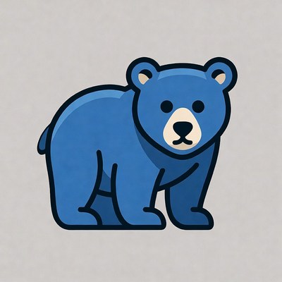 Blue cartoon bear standing