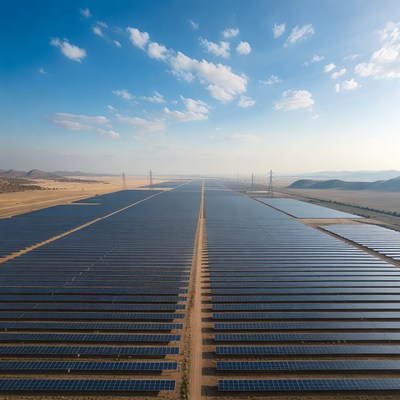 Massive Solar Farm Aerial View