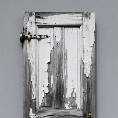 Old White Peeling Wooden Door