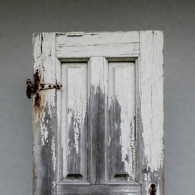 Old Weathered White Wooden Door