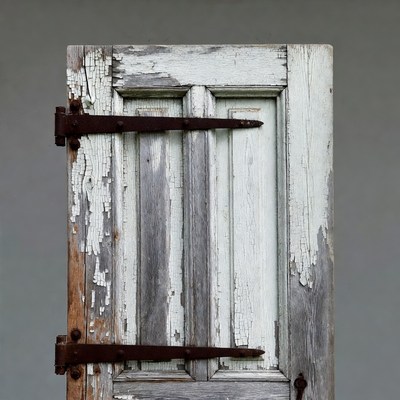 Old weathered white wooden door