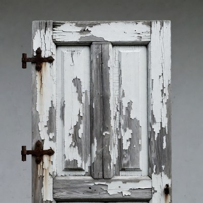 Old Weathered White Wooden Door