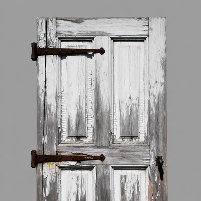 Weathered White Wooden Door
