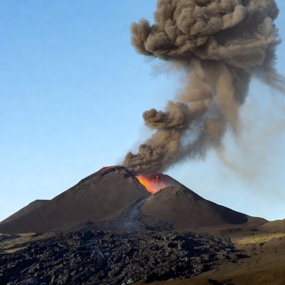 Erupting Volcano with Ash Cloud