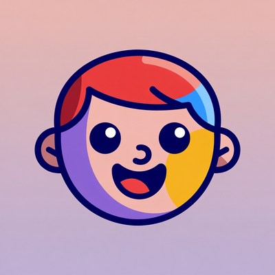 Cartoon boy smiling happily