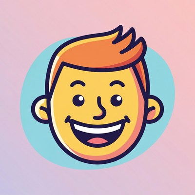 Cartoon boy smiling happily