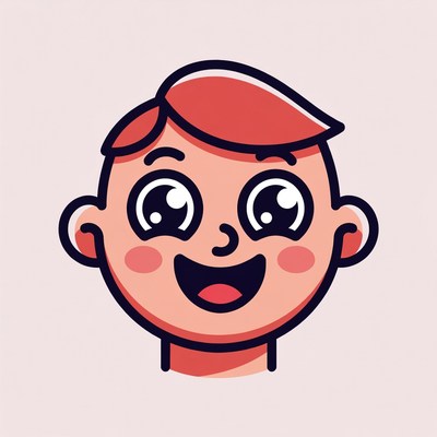 Cartoon boy smiling happily