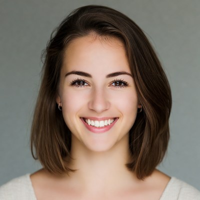 Smiling young woman with brown hair