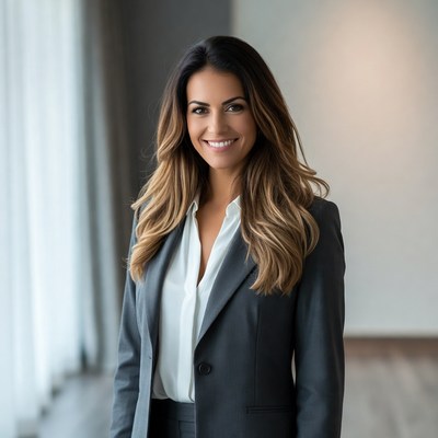 Smiling Latina woman in business suit
