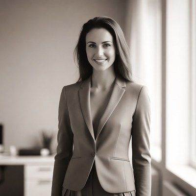 Smiling woman in blazer office