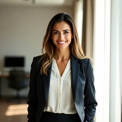 Smiling woman in business suit office