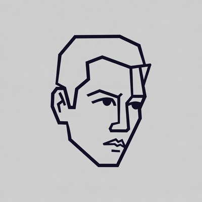 Geometric Line Art Male Face