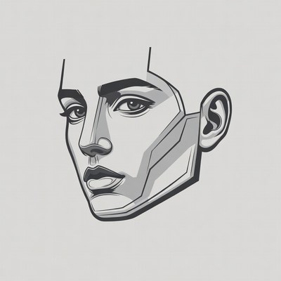 Geometric female face portrait