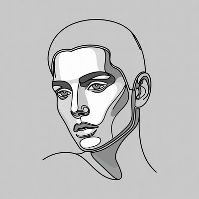 Line art portrait of man