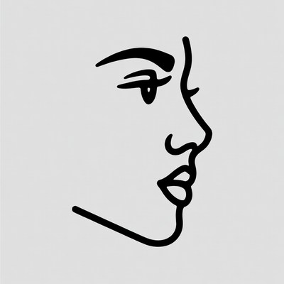 Black line art woman profile
