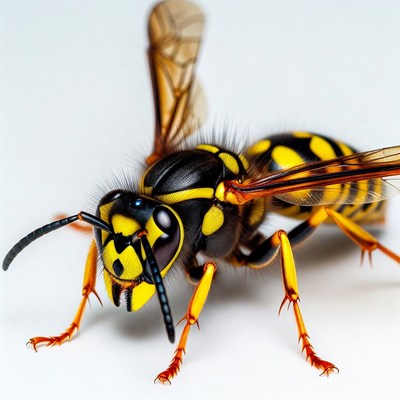 Yellow Jacket Wasp on White Background