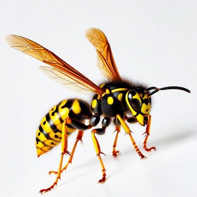 Yellow Jacket Wasp on White Background