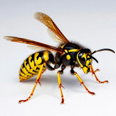Yellow Jacket Wasp on White Background