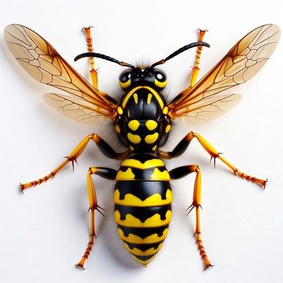 Yellow Jacket Wasp on White