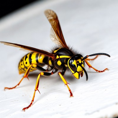 Yellow Jacket Wasp on White Background