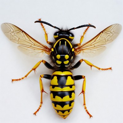 Yellow Jacket Wasp on White Background