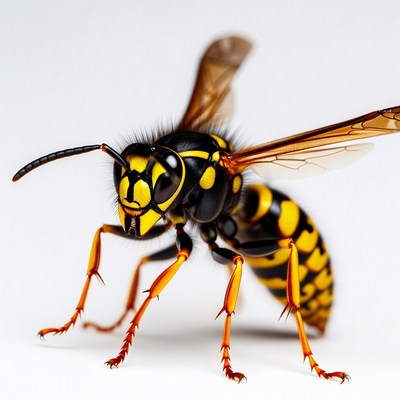 Yellow Jacket Wasp on White Background