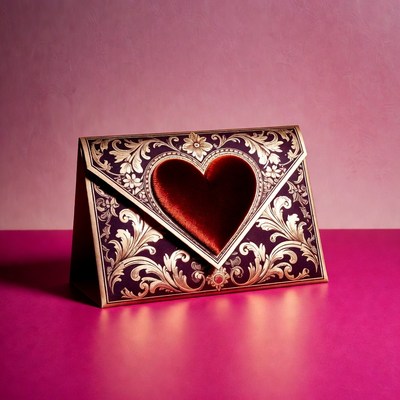 Ornate Envelope with Red Velvet Heart