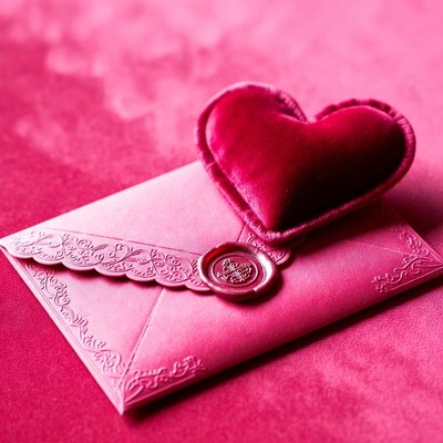 Pink Love Letter with Red Heart
