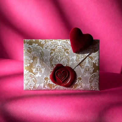 Gold Lace Envelope with Red Wax Seal