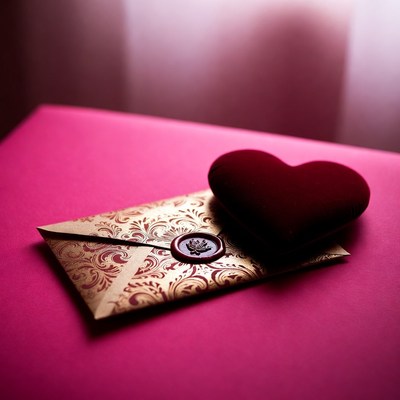 Gold Envelope with Red Heart