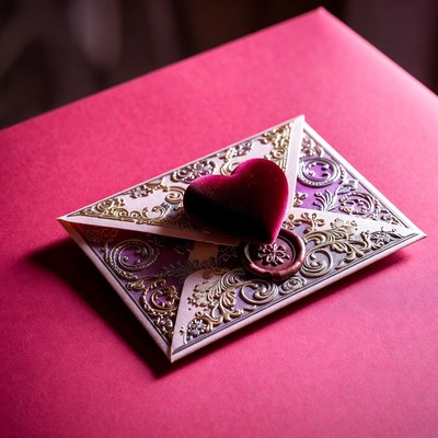 Velvet heart sealed ornate envelope