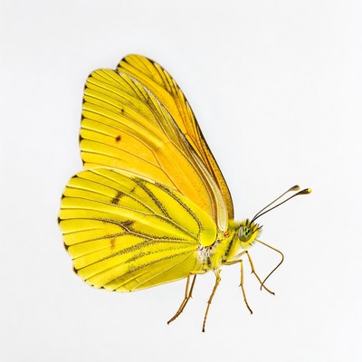 Yellow Butterfly on White Background