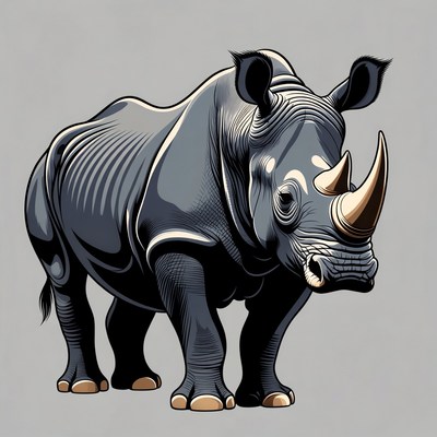 Black rhinoceros illustration
