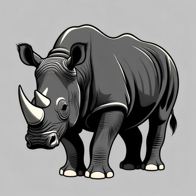 Black Rhino Illustration