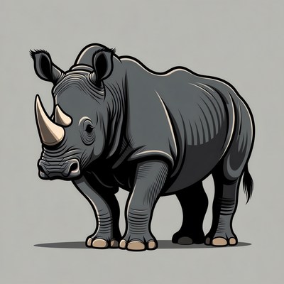 Black rhinoceros illustration