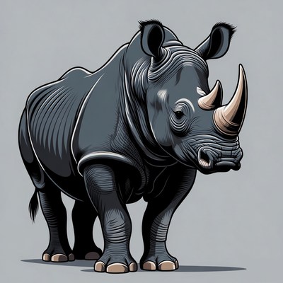Black rhinoceros illustration
