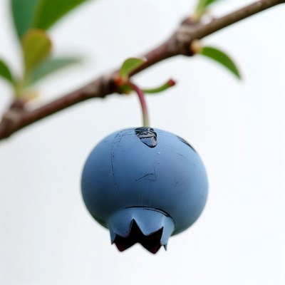 Ripe Blueberry Hanging on Branch