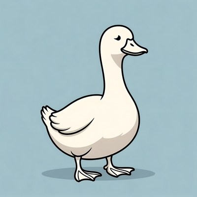 Cartoon white duck standing