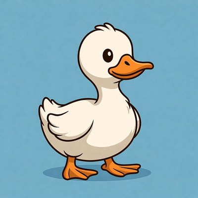 Cute cartoon duck standing