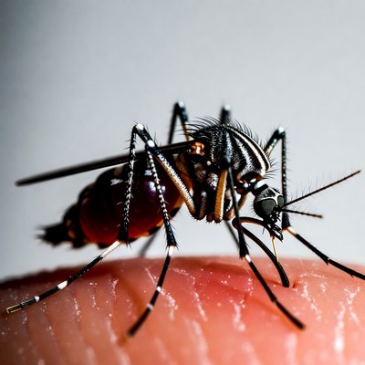 Mosquito on human skin