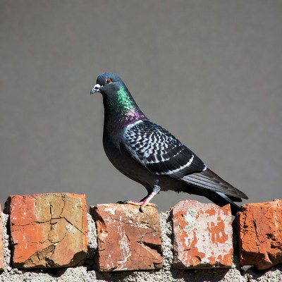 Pigeon standing on brick wall