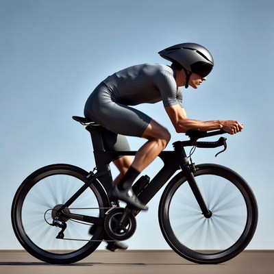 Man riding triathlon bike
