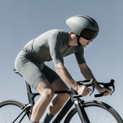 Man cycling on road bike